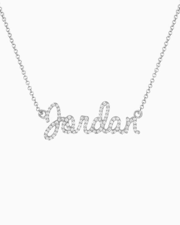 Silver Pave Script Nameplate